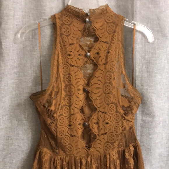 Free People Lace Dress High Neck Mustard color - Picture 2 of 3